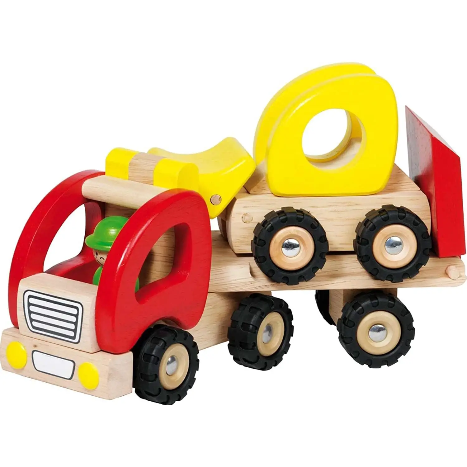 Camioncino in Legno con Ruspa – Camion Giocattolo in Legno per Bambini e Mezzi da Cantiere - Primi giochi