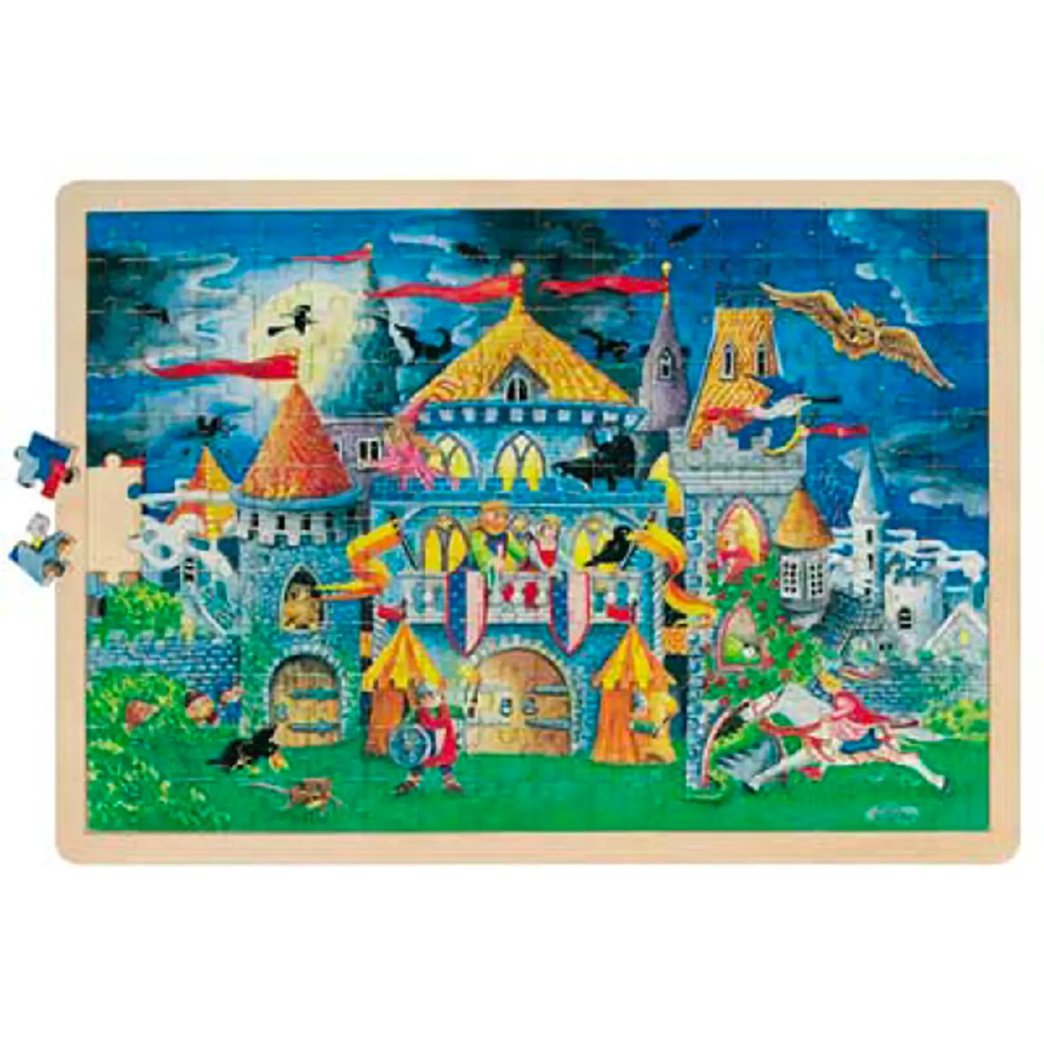 Puzzle Scenario Castello 192 Pezzi – Puzzle Educativo in Legno sul Medioevo - Incastri e puzzle in legno