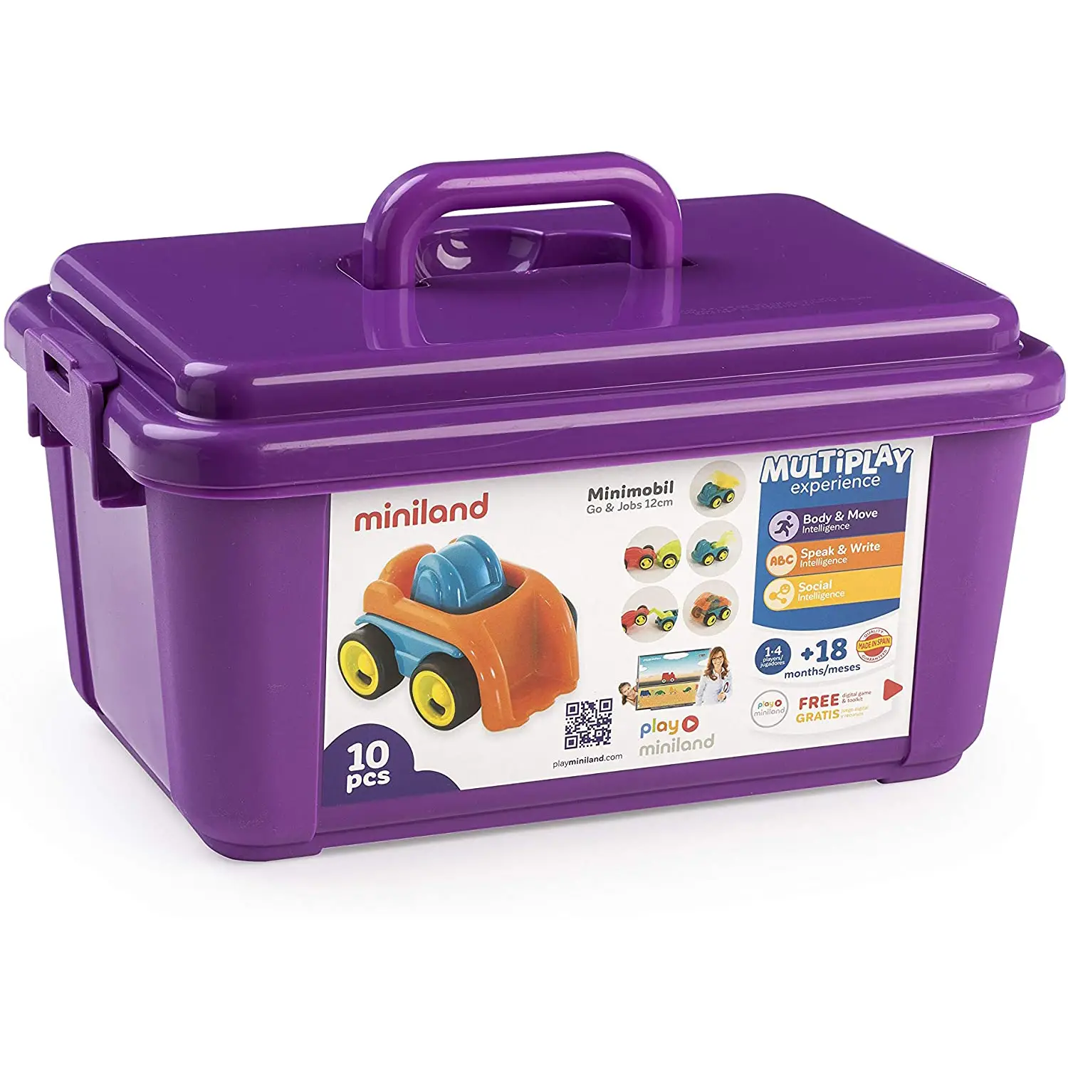 Automobiline Minimobil Go Contenitore 10 Pezzi – Set Veicoli Giocattolo - Veicoli, garage e piste