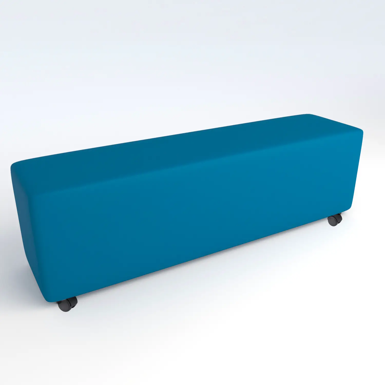Pouf Ecopelle Ignifugo 4 Posti con Ruote H 46 Azzurro - Salottini e arredi morbidi