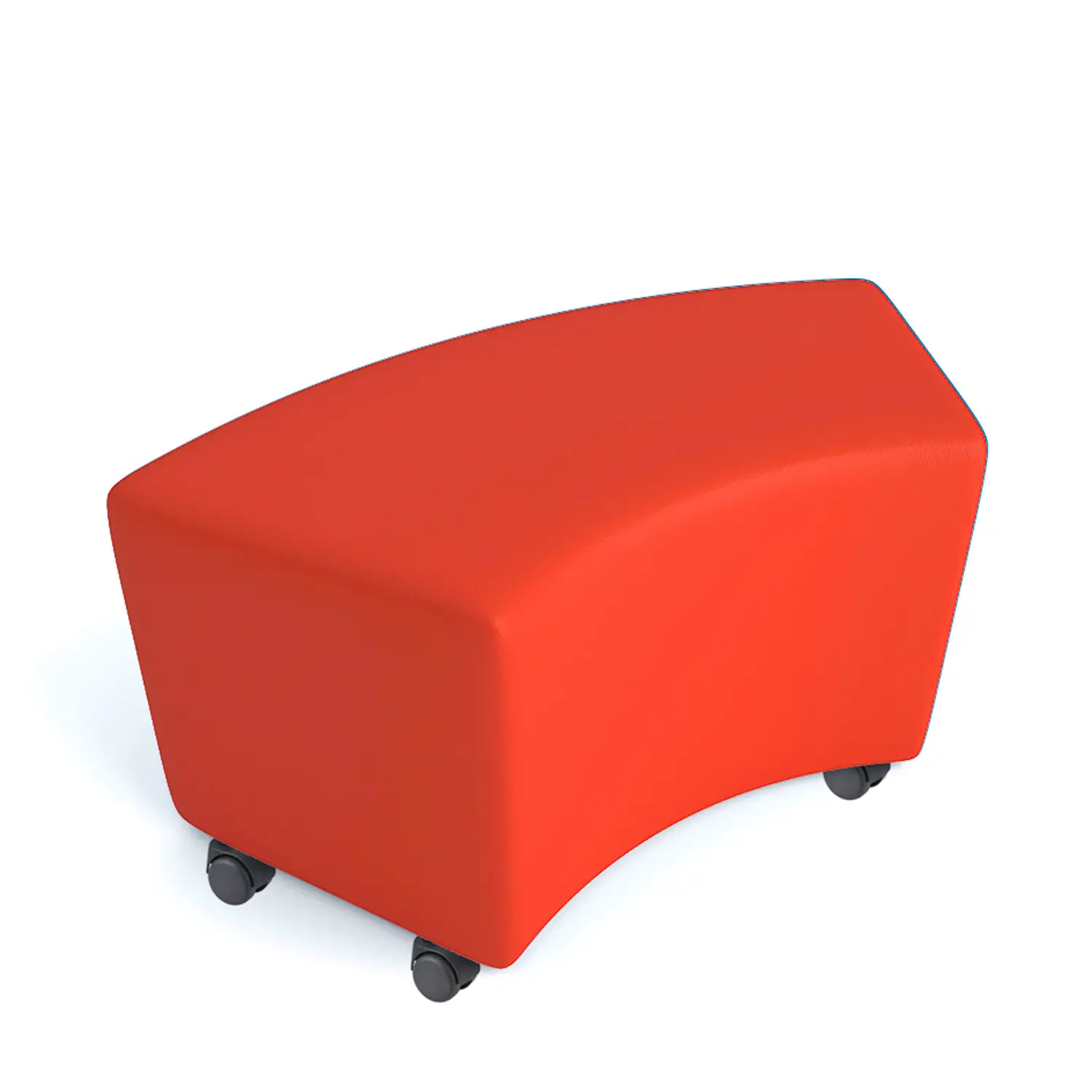 Pouf Ecopelle Ignifugo Curvo con Ruote H 46 Arancione - Salottini e arredi morbidi