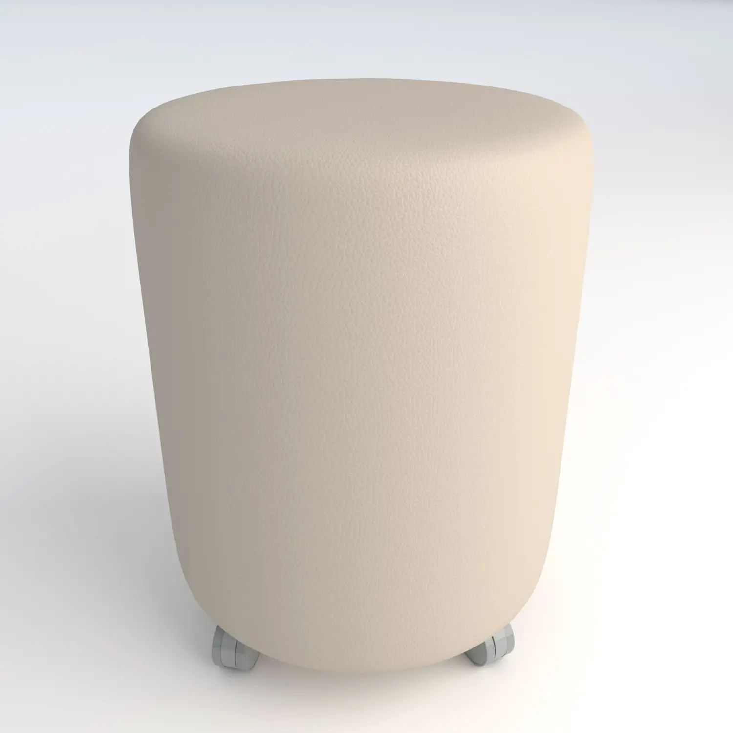 Pouf Ecopelle Ignifugo Tondo su Ruote H 46 Bianco Per Ambienti Scolastici Innovativi - Salottini e arredi morbidi