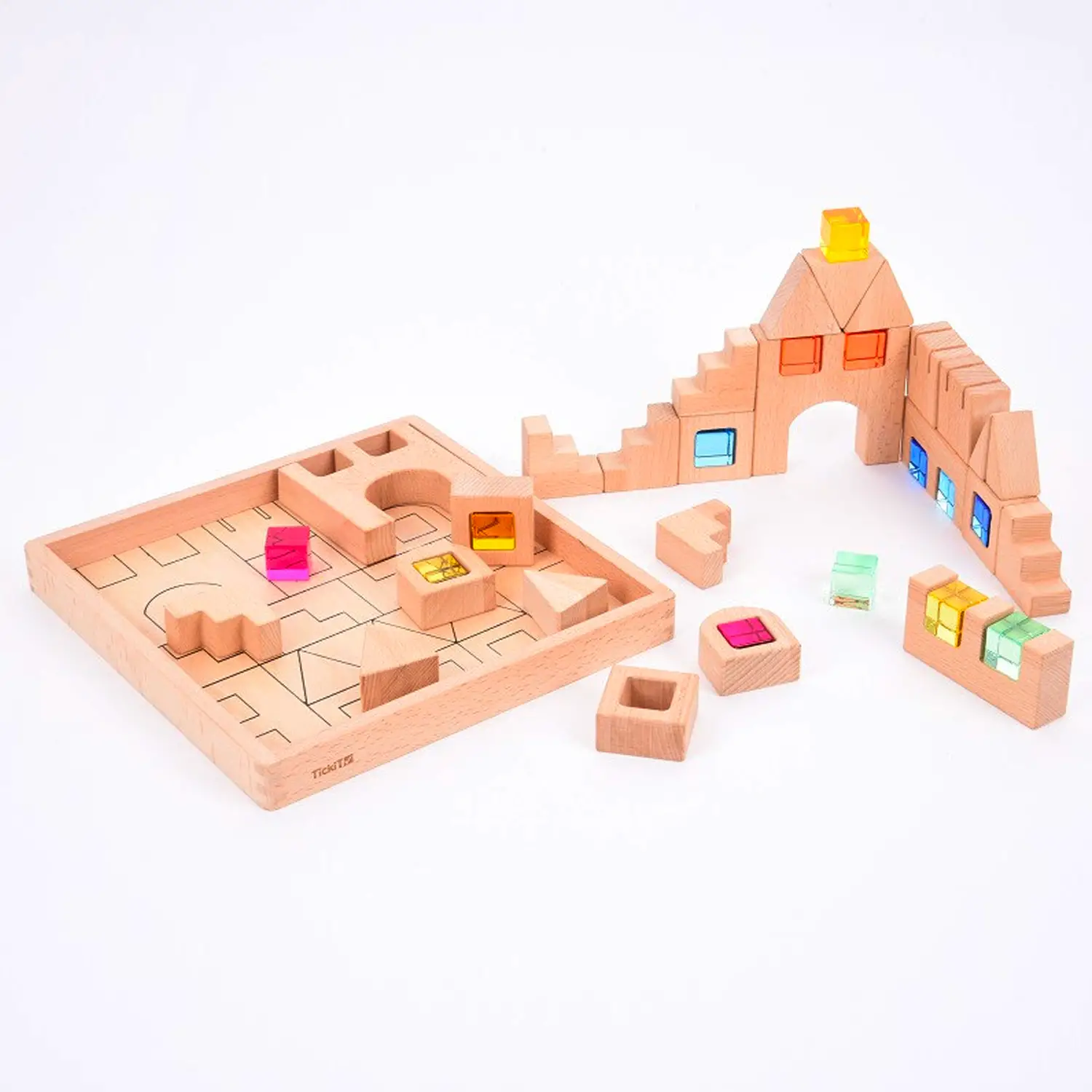 Costruzioni con Cubi Traslucenti Con Gemme – 39 Pezzi - Grandezze, forme e colori