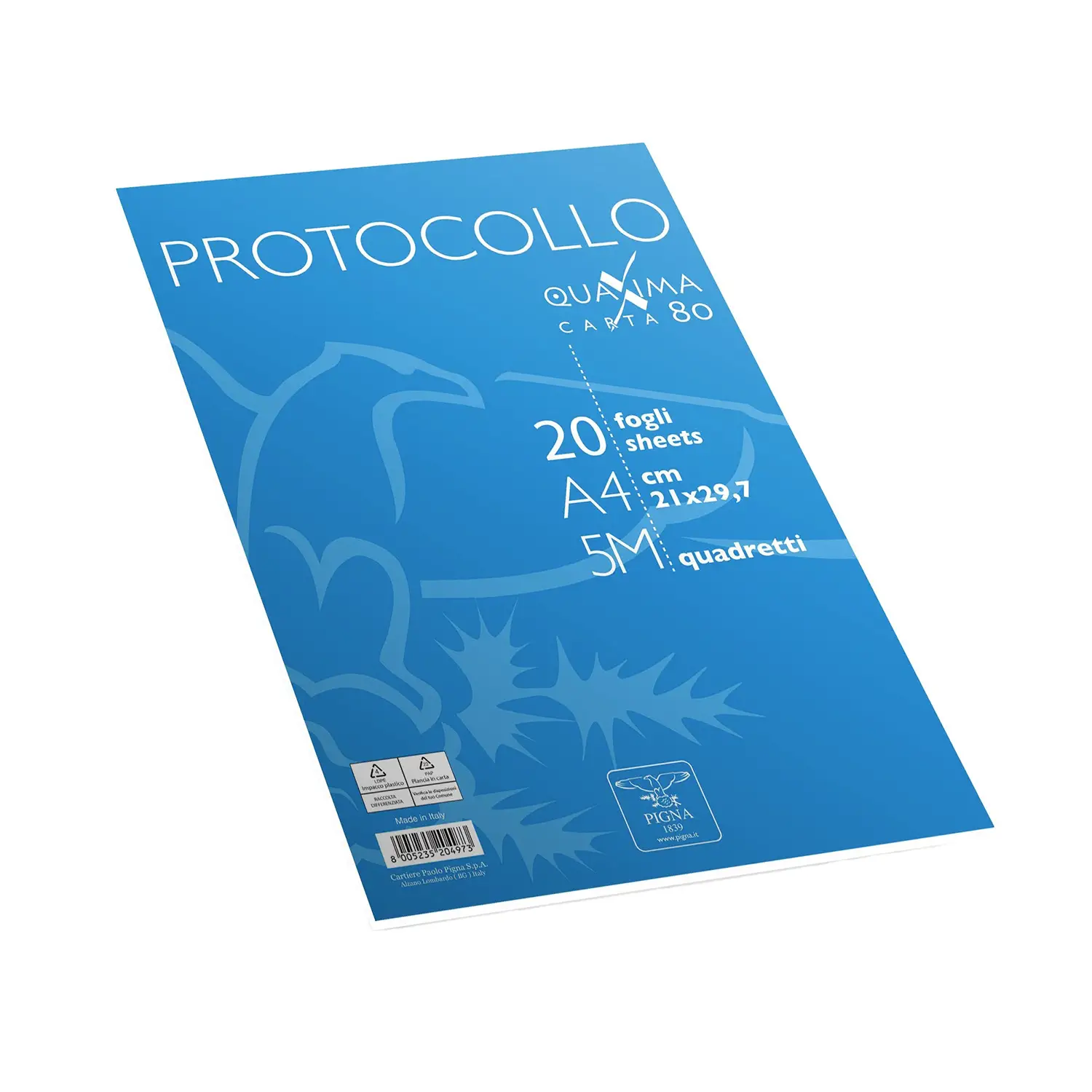 Fogli Protocollo Quadretto 5 Mm Bianco Pigna - Confezione da 20 Fogli - Cancelleria varia
