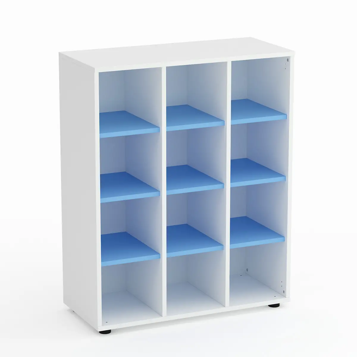 Mobile Scuola Kubò Bianco – 12 Caselle con Ripiani Blu Orizzonte H 110 cm | Conforme CAM - Arredo scuola dell'obbligo
