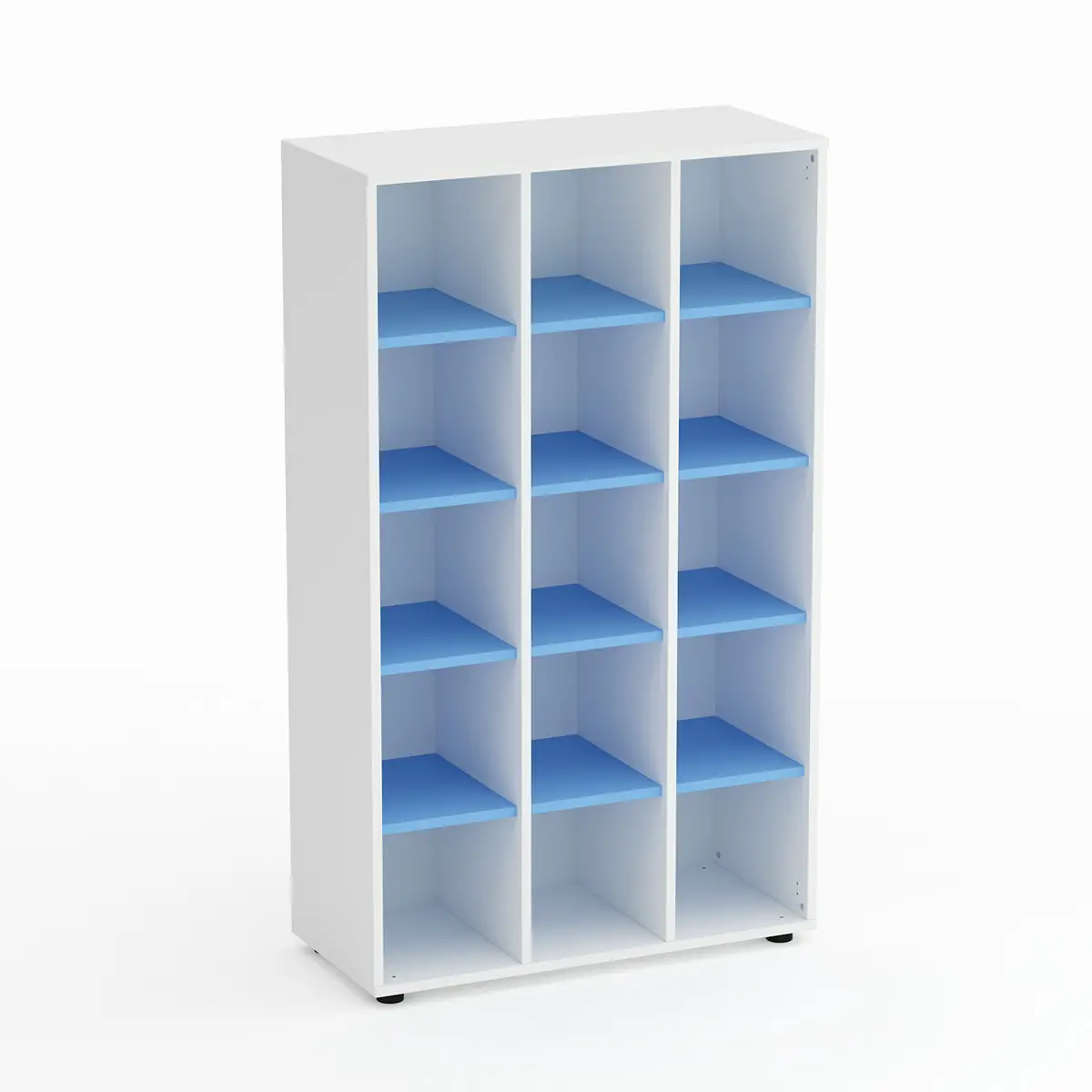 Mobile Scuola Kubò Bianco – 15 Caselle con Ripiani Blu Orizzonte H 150 cm | Conforme CAM - Arredo scuola dell'obbligo