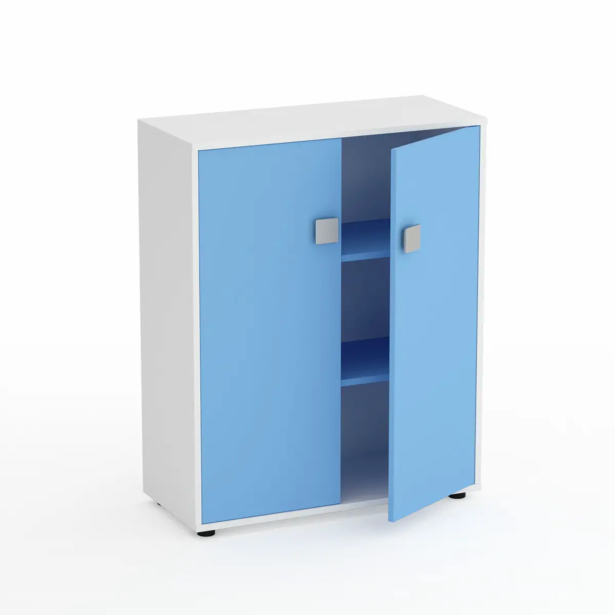 Mobile Scuola Kubò Bianco – 2 Ante H 110 cm con Ripiani Blu Orizzonte | Conforme CAM - Arredo scuola dell'obbligo