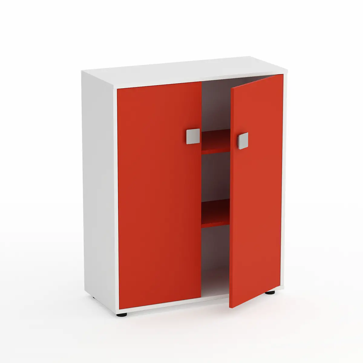 Mobile Scuola Kubò Bianco – 2 Ante H 110 cm con Ripiani Rossi | Conforme CAM - Arredo scuola dell'obbligo