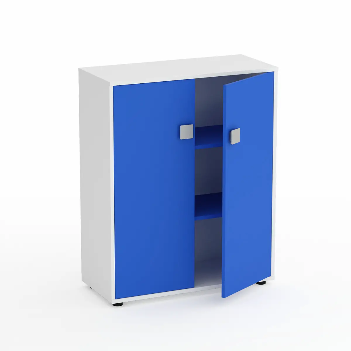 Mobile Scuola Kubò Bianco – 2 Ante H 110 cm con Ripiani Azzurri | Conforme CAM - Arredo scuola dell'obbligo