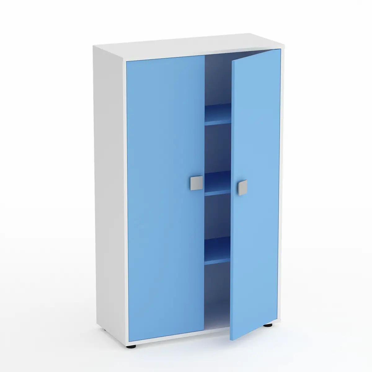 Mobile Scuola Kubò Bianco – 2 Ante H 150 cm con Ripiani Blu Orizzonte | Conforme CAM - Arredo scuola dell'obbligo