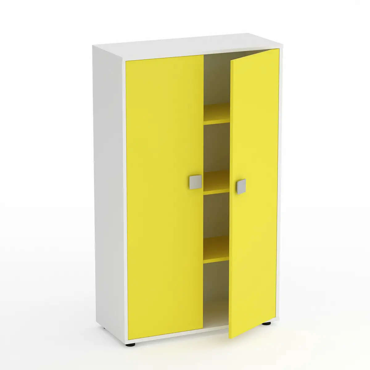 Mobile Scuola Kubò Bianco – 2 Ante H 150 cm con Ripiani Gialli | Conforme CAM - Arredo scuola dell'obbligo