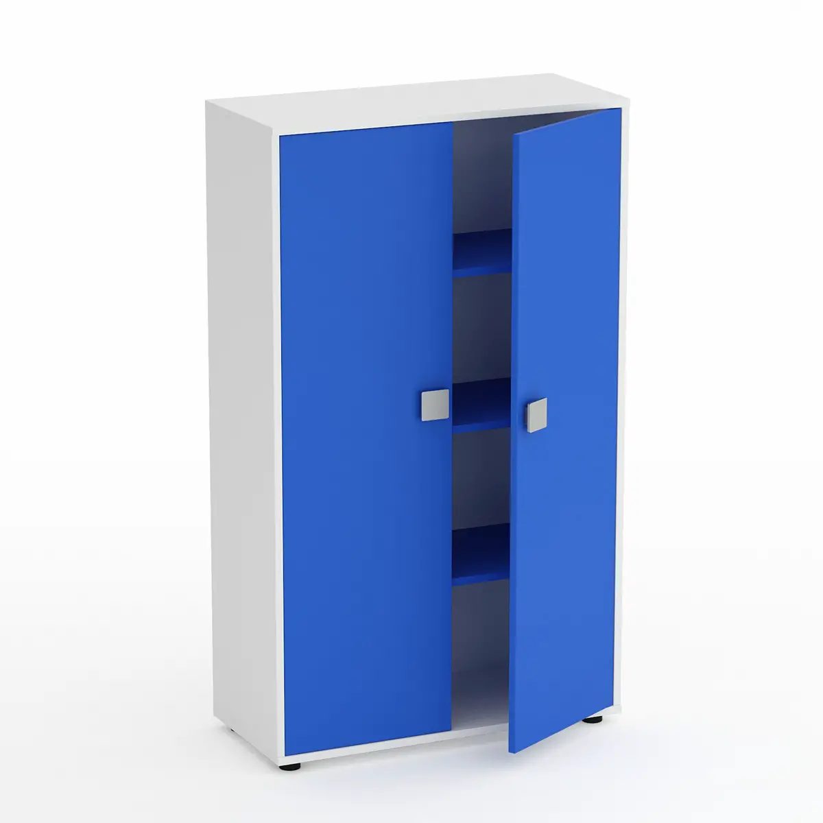 Mobile Scuola Kubò Bianco – 2 Ante H 150 cm con Ripiani Azzurri | Conforme CAM - Arredo scuola dell'obbligo