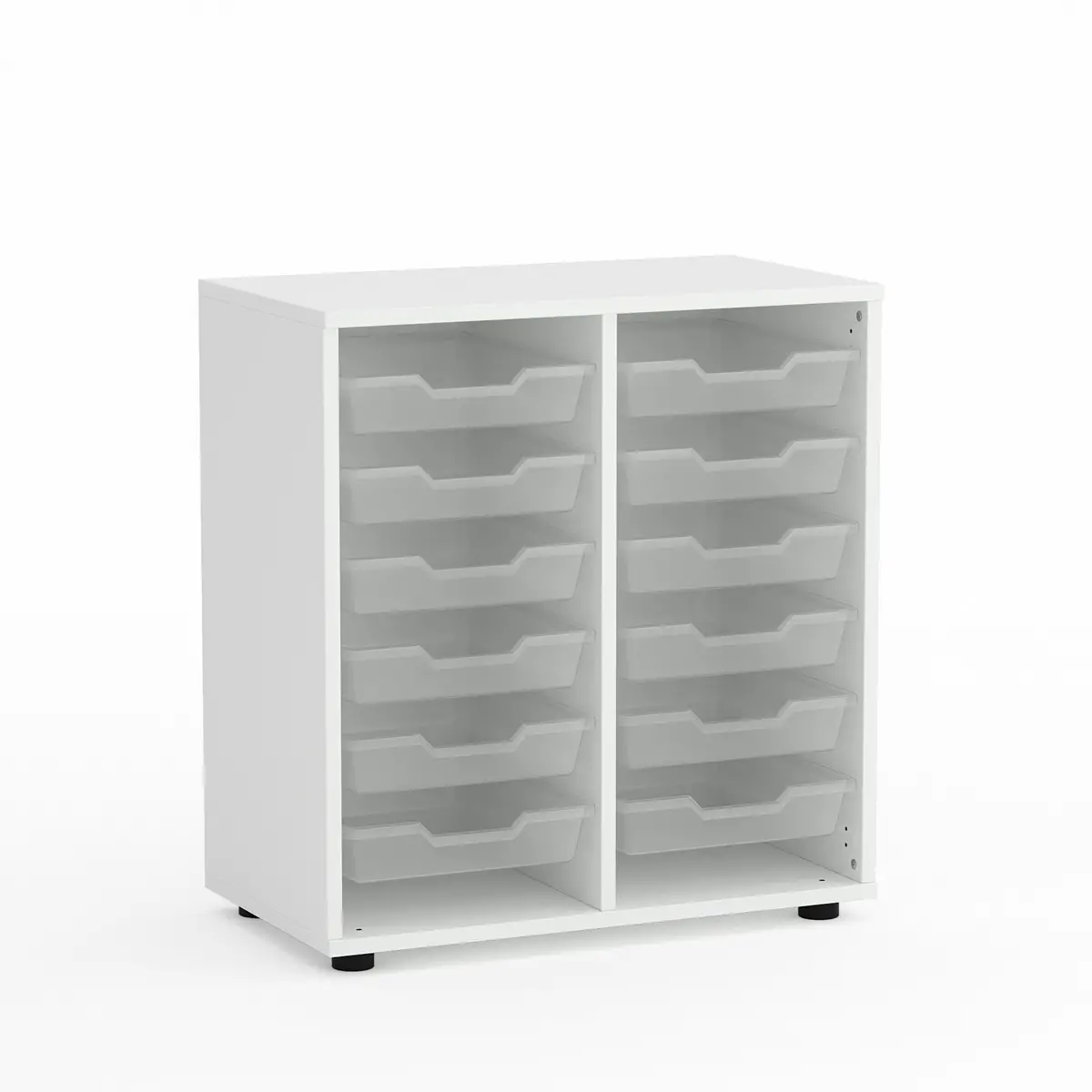 Mobile Scuola Kubò Bianco con 12 Tiretti Bassi Altezza 75 cm. - Conforme CAM - Arredo scuola dell'obbligo