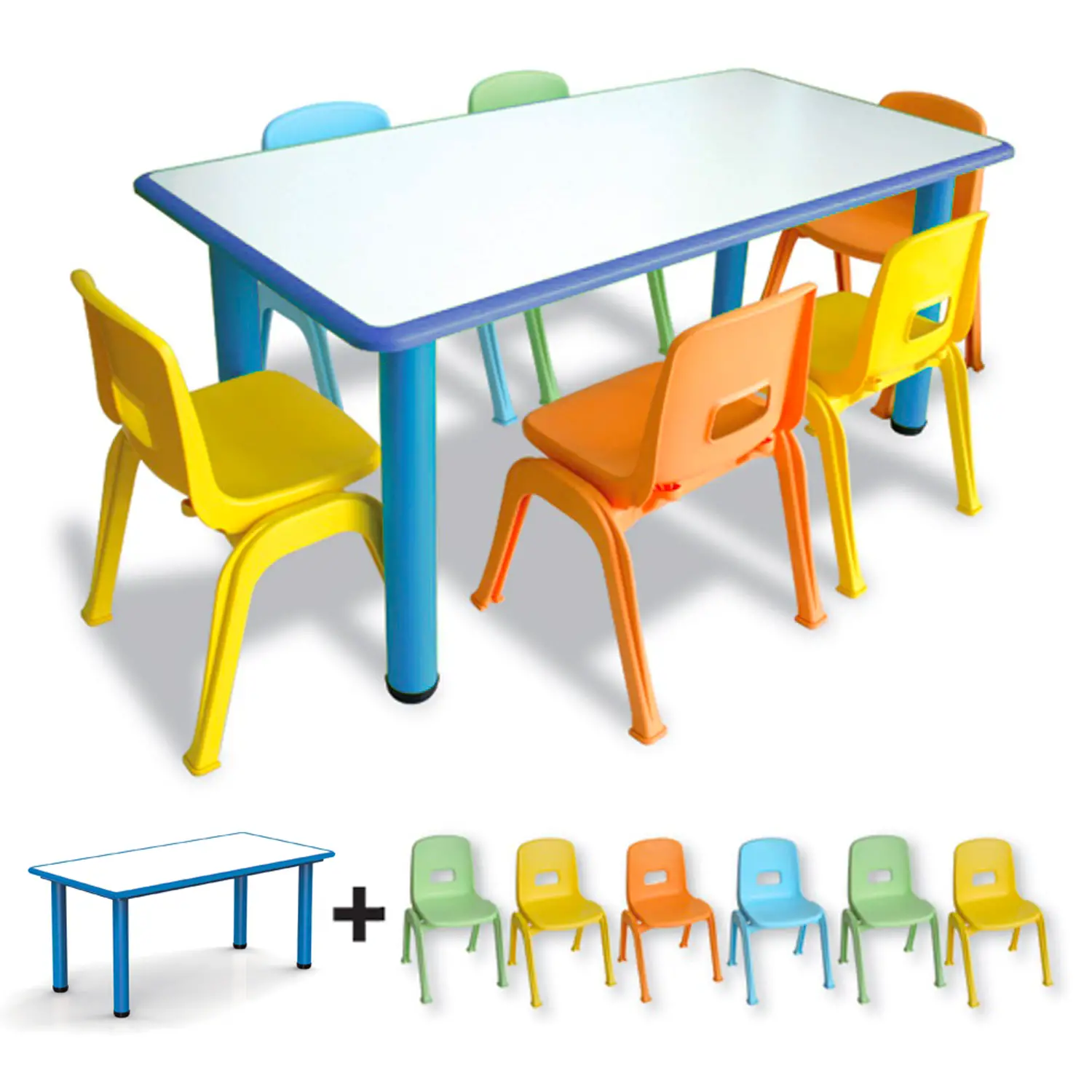 Tavolo e Sedie Bambini Scuola Infanzia Ergo Kit Blu - Arredo Nido e Infanzia