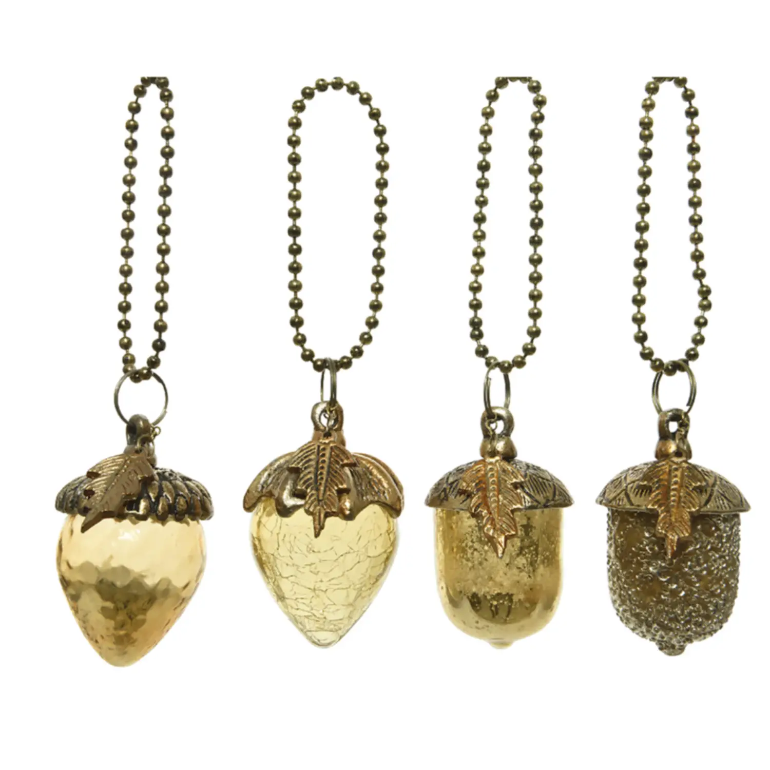 Palla di Natale a Forma di Ghianda in Vetro Oro – Decorazione Natalizia 4,5x4,5x8 cm - addobbi albero
