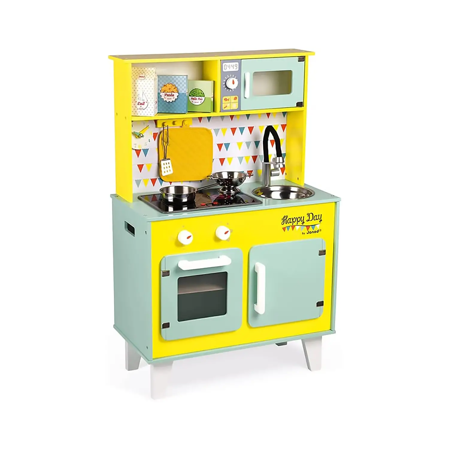 JANOD Happy Day Cucina Giocattolo Grande in Legno con Accessori e Luci LED - Primi giochi