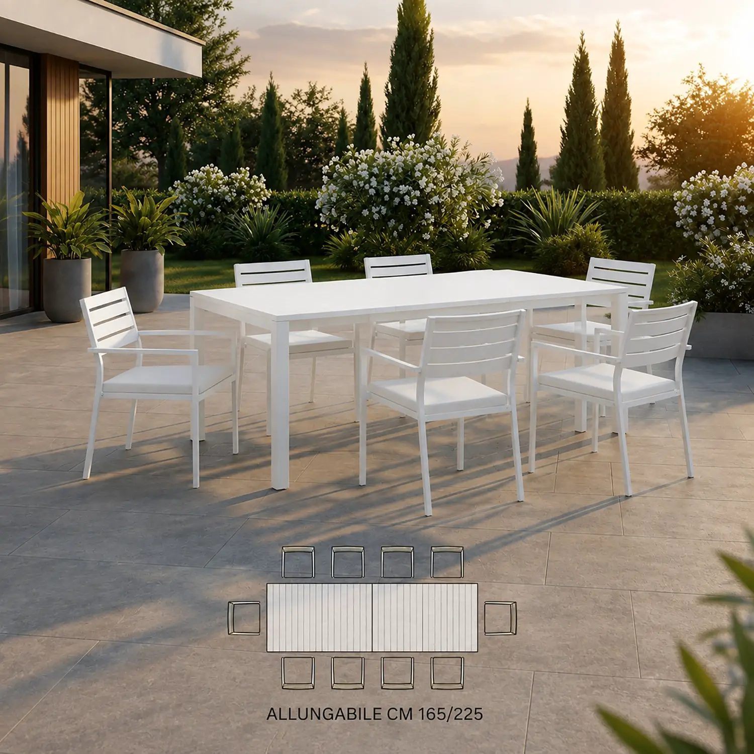 Tavolo Palm Beach Bianco Allungabile cm 165/225 - tavoli, sedie e poltroncine