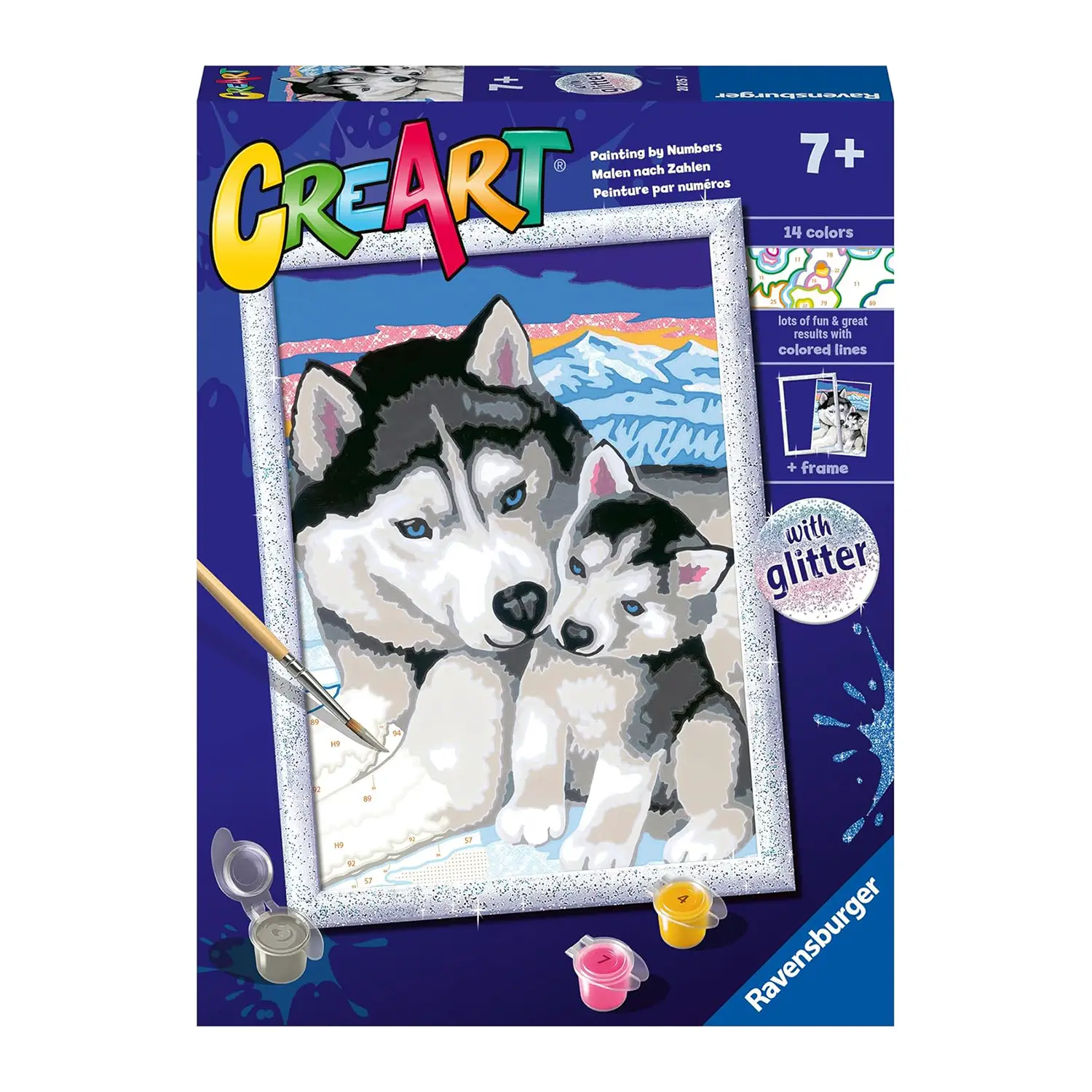 Ravensburger CreArt Serie D Husky - Kit Dipingi con i Numeri - creatività