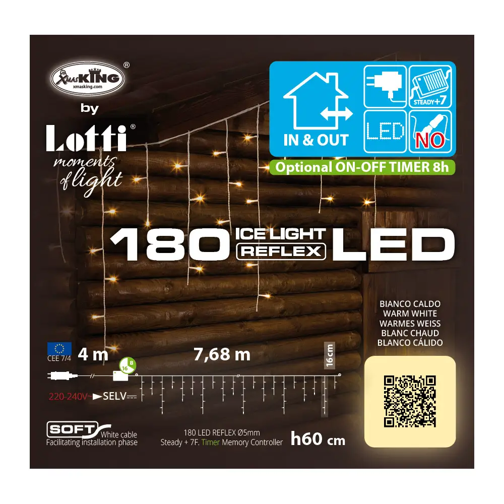 Luci Ice Light Natale 180 LED 4 m + 768x60 cm - luci