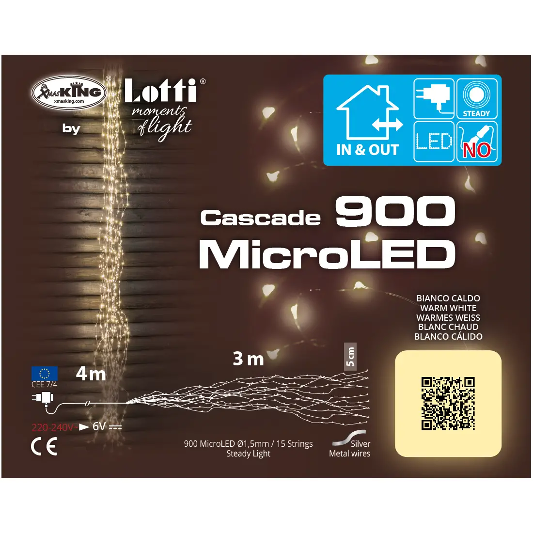Cascata Luminosa 900 MicroLED H300 cm Bianco Caldo - luci