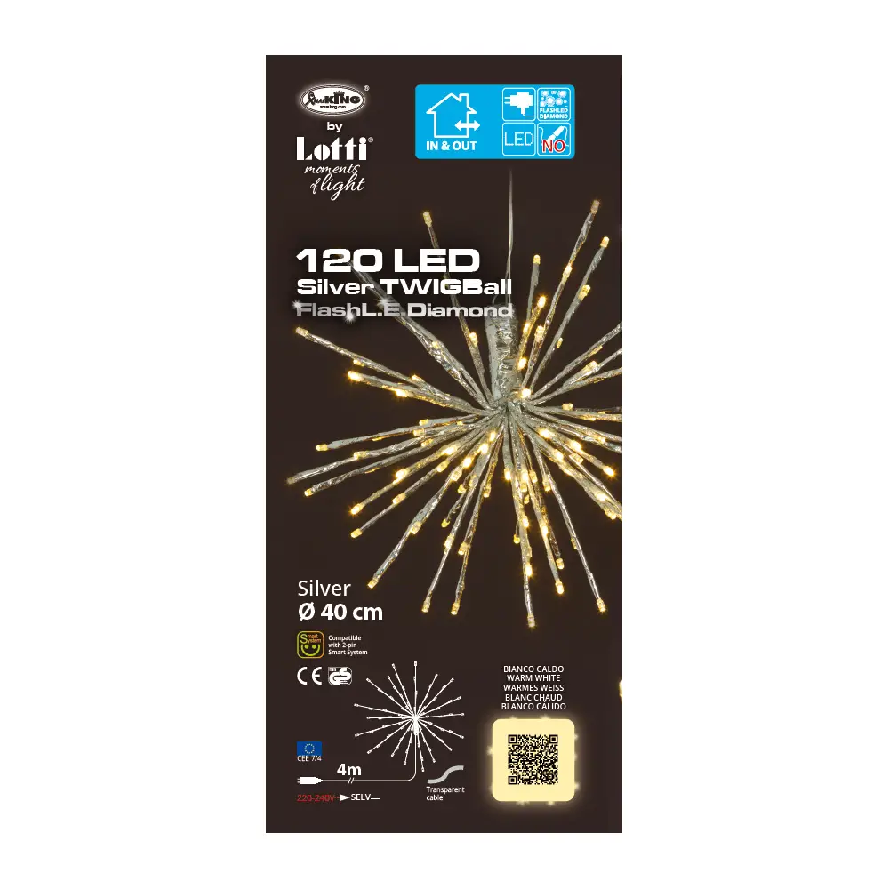 Ramo Natalizio TwigBall 120 LED Bianco Caldo Ø40 cm - luci