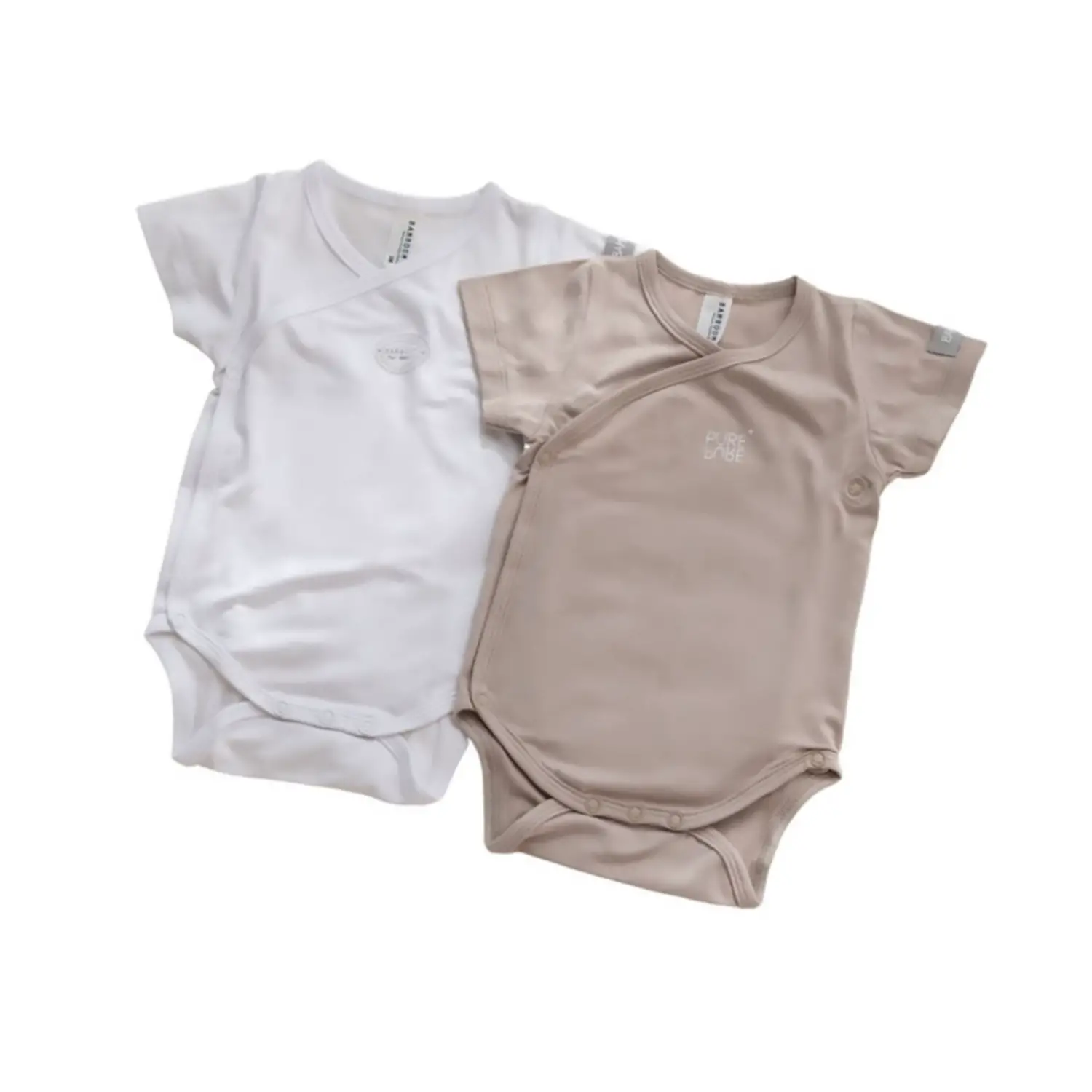 Body Bambino Maniche Corte - Taglia 6 Mesi - 2 Pezzi Cammello e Bianco - intimo neonato