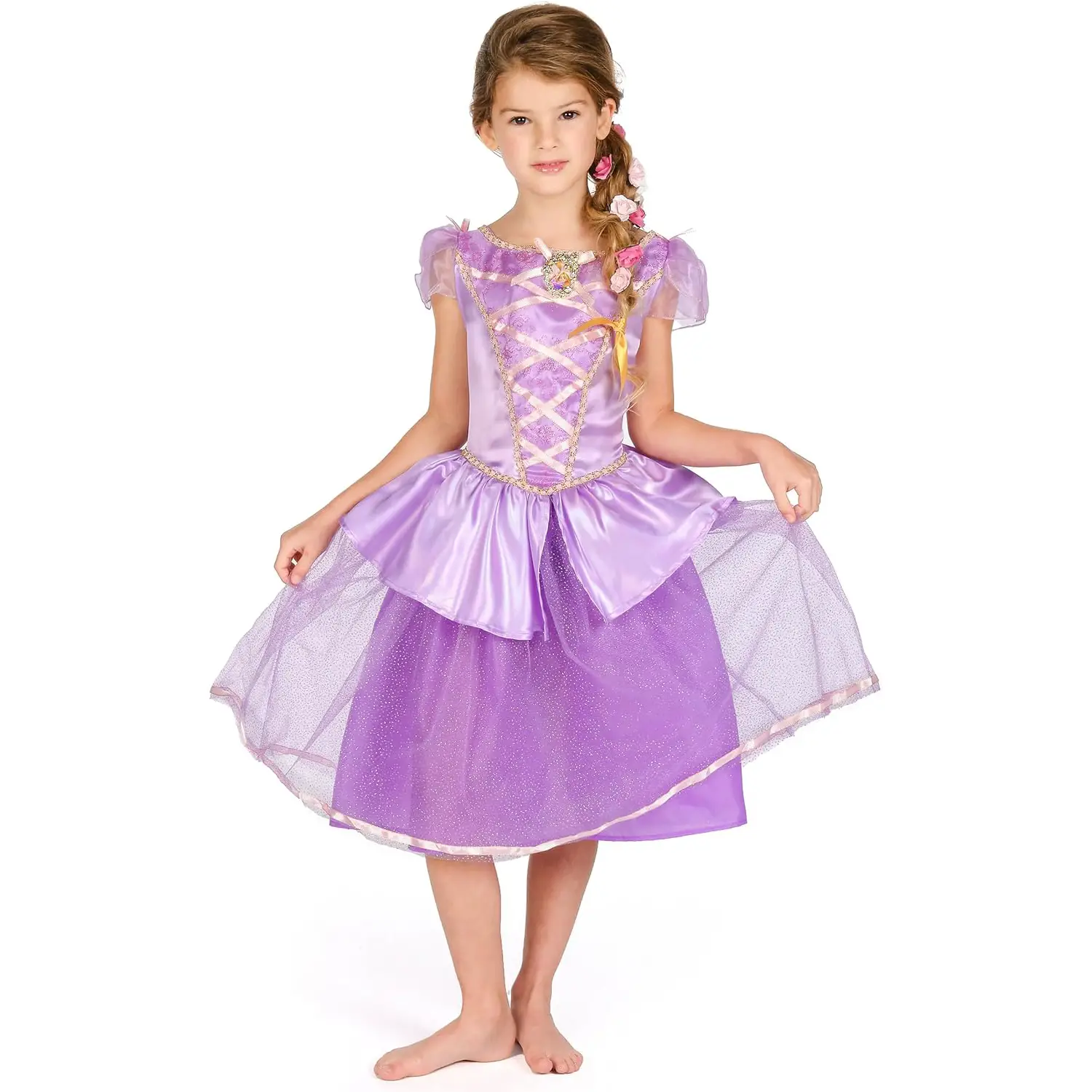 Costume Principessa Rapunzel Deluxe per Bambine - Taglia M - 7/8 Anni - abiti bambino e bambina
