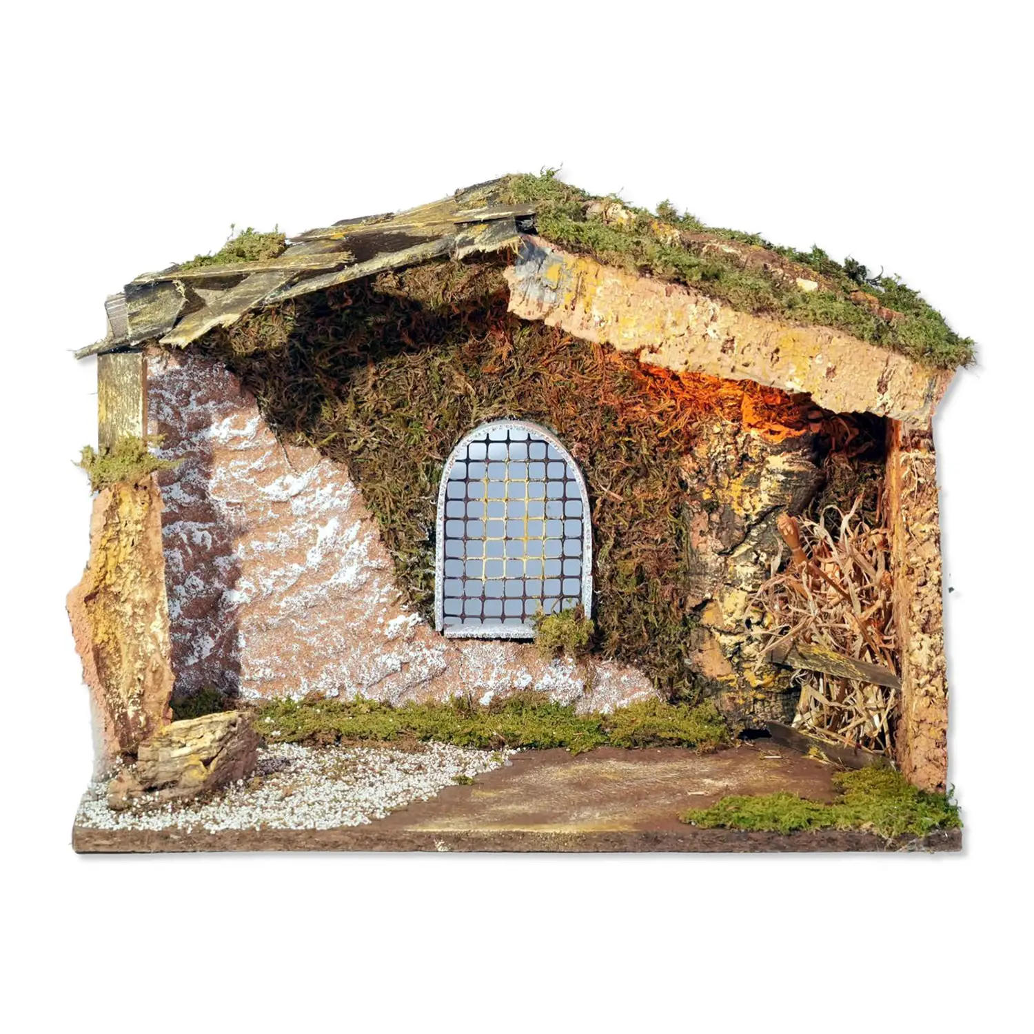 Capanna Presepe 42x19x30cm con Luce - Scenografia Natalizia - presepi