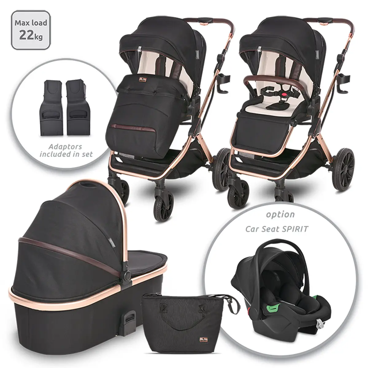 Passeggino Glory 2in1 Nero Lorelli - passeggini compatti