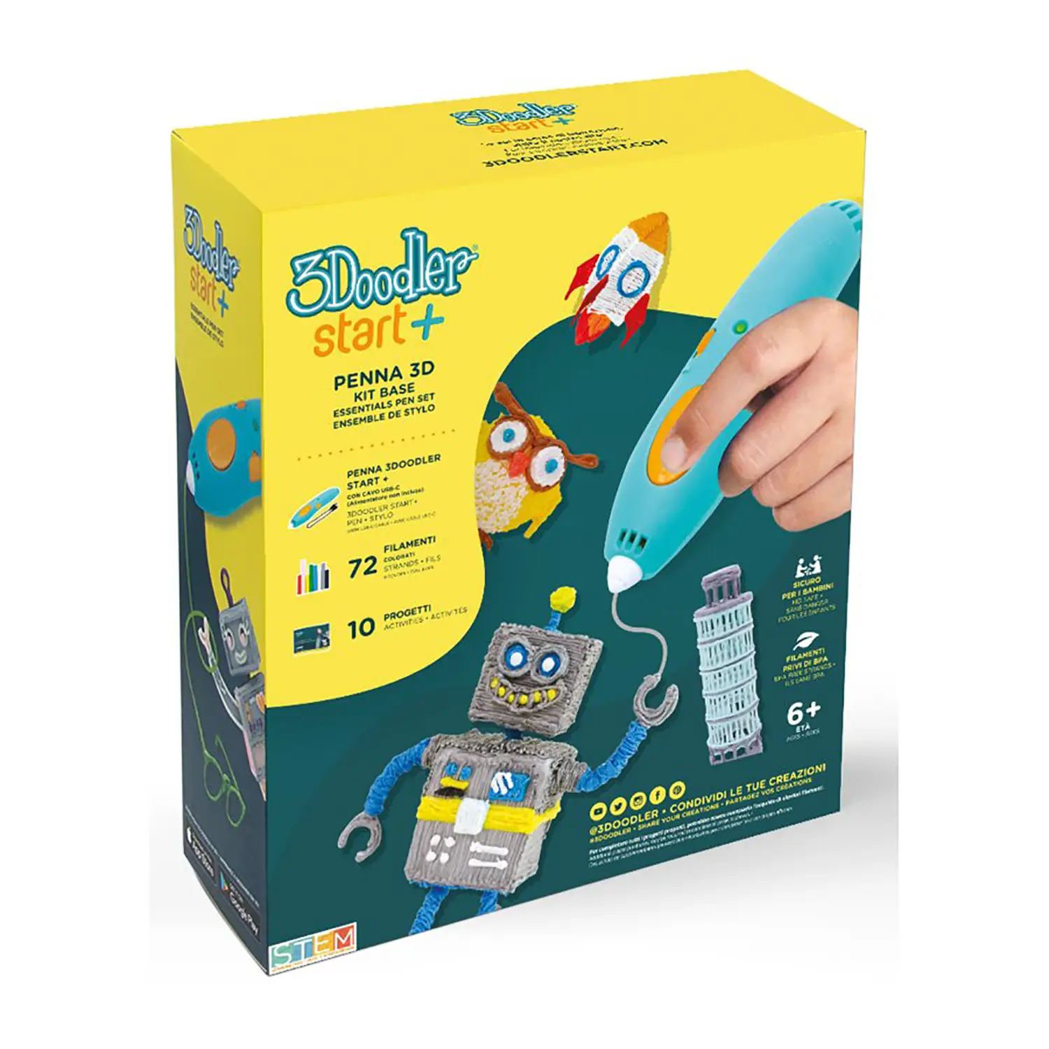 3Doodler Start+ Essentials Set: Penna 3D STEM per Bambini dai 6 Anni - creatività