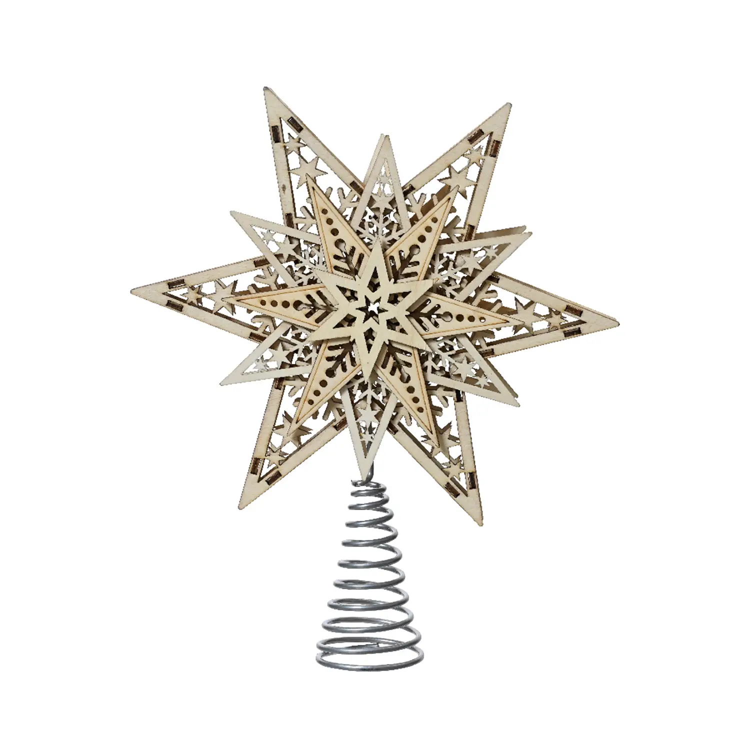 Puntale per Albero di Natale in Legno Naturale - addobbi albero