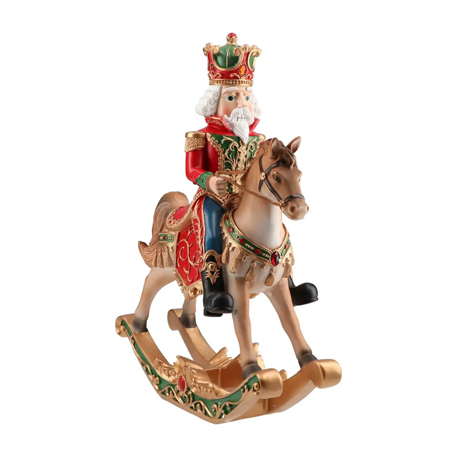 Schiaccianoci su Cavallo a Dondolo 39cm Decorazione Natale - schiaccianoci