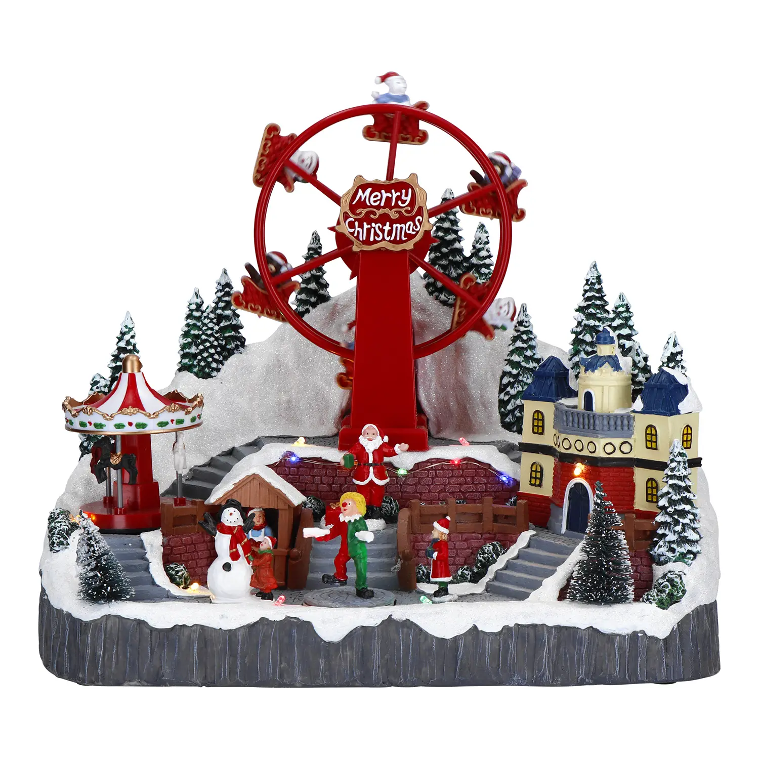 Natale Parco Giochi con Giostre Animate LED 36cm - scene e villaggi
