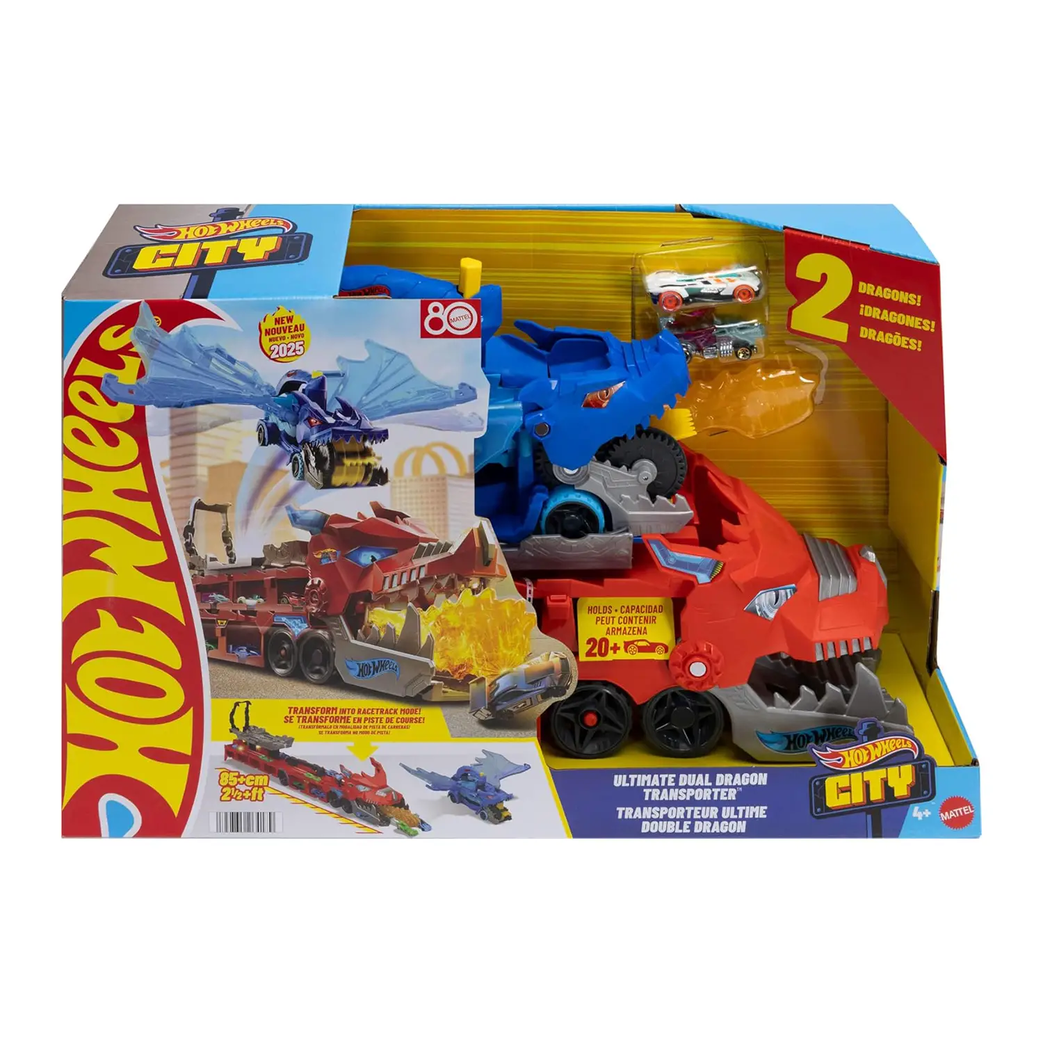 Hot Wheels City Drago Trasportatore con 2 Macchinine - play set