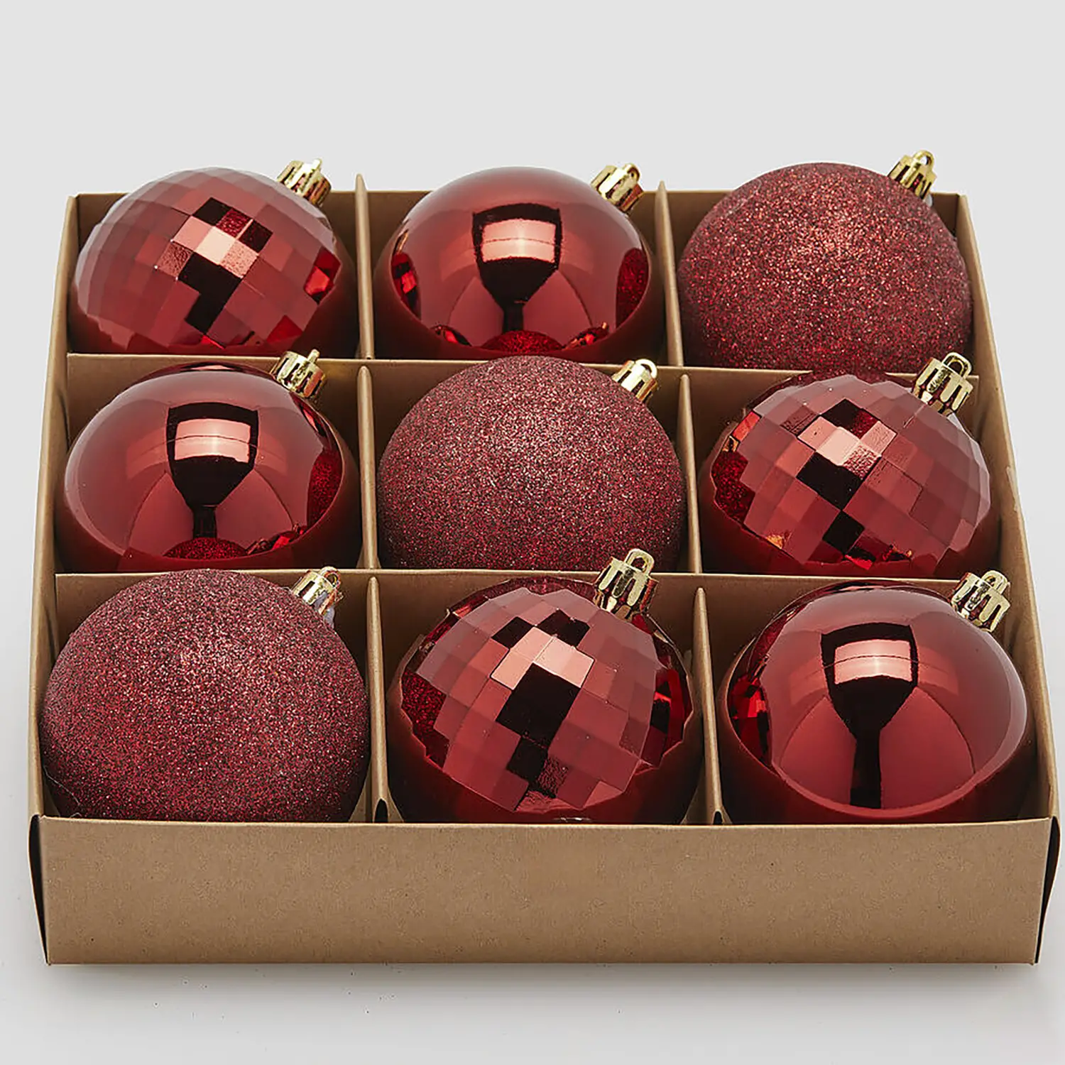 Palline Natale MirrorMix Ø8cm Burgundy Set 9 EDG - addobbi albero