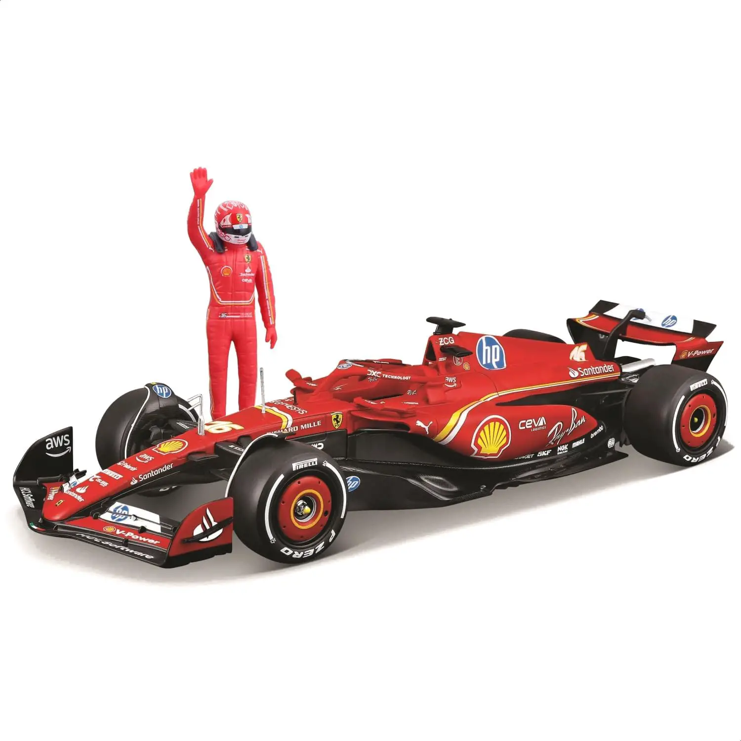 Modellino Ferrari SF-24 F1 #16 Leclerc 1:24 con Pilota BBURAGO - diecast