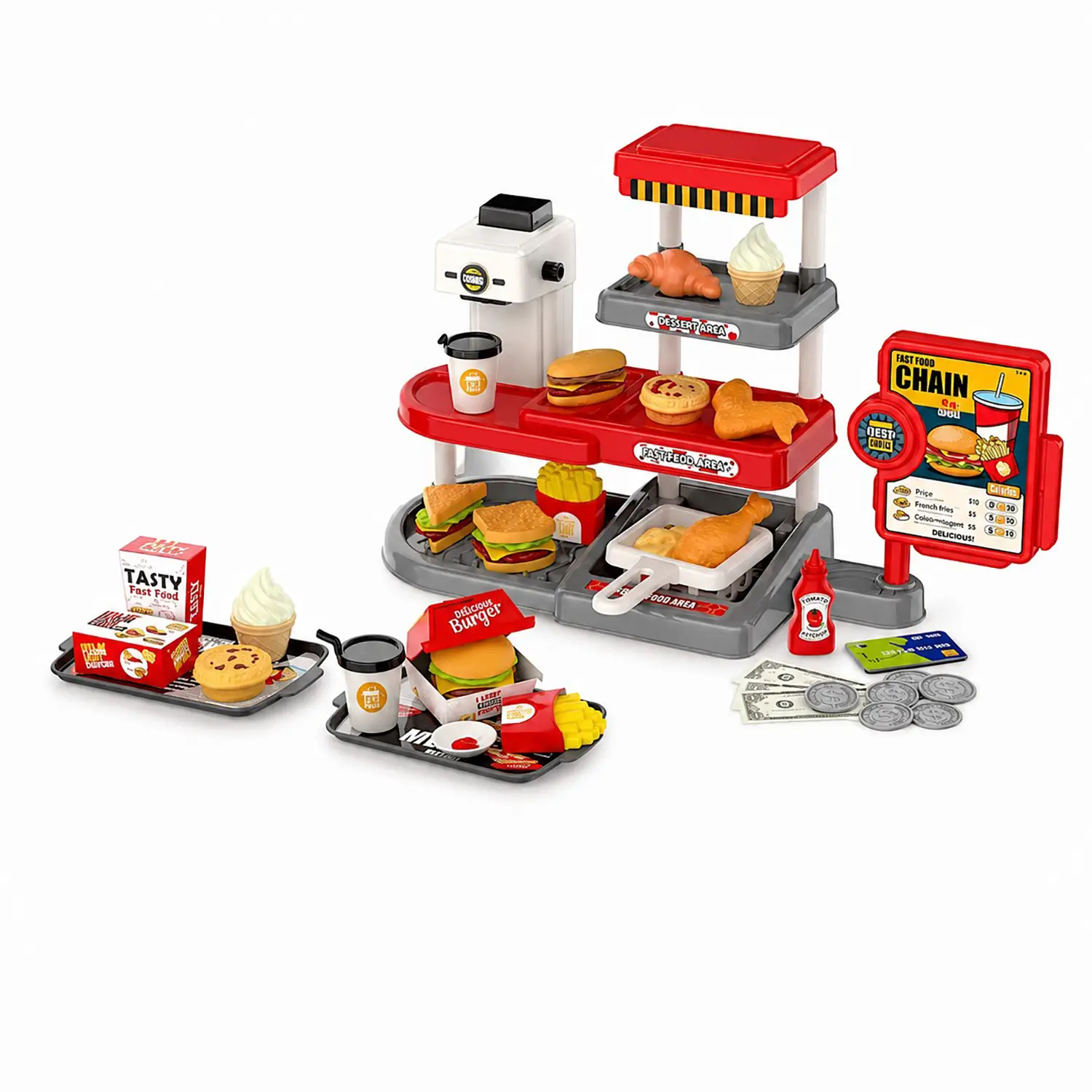 Grande Chef - Mini Fast Food - Alimenti, mercatini, stoviglie