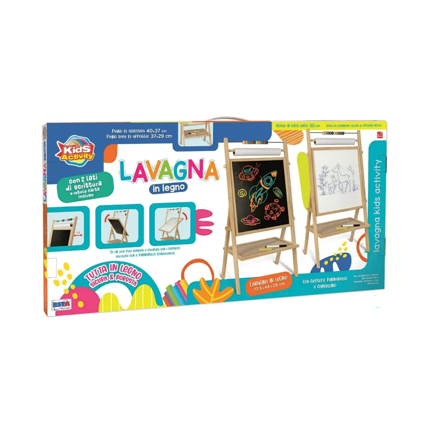 Lavagna Legno 78X45 Cm Con Rotolo Carta 5 Mt. - lavagne banchi scuola