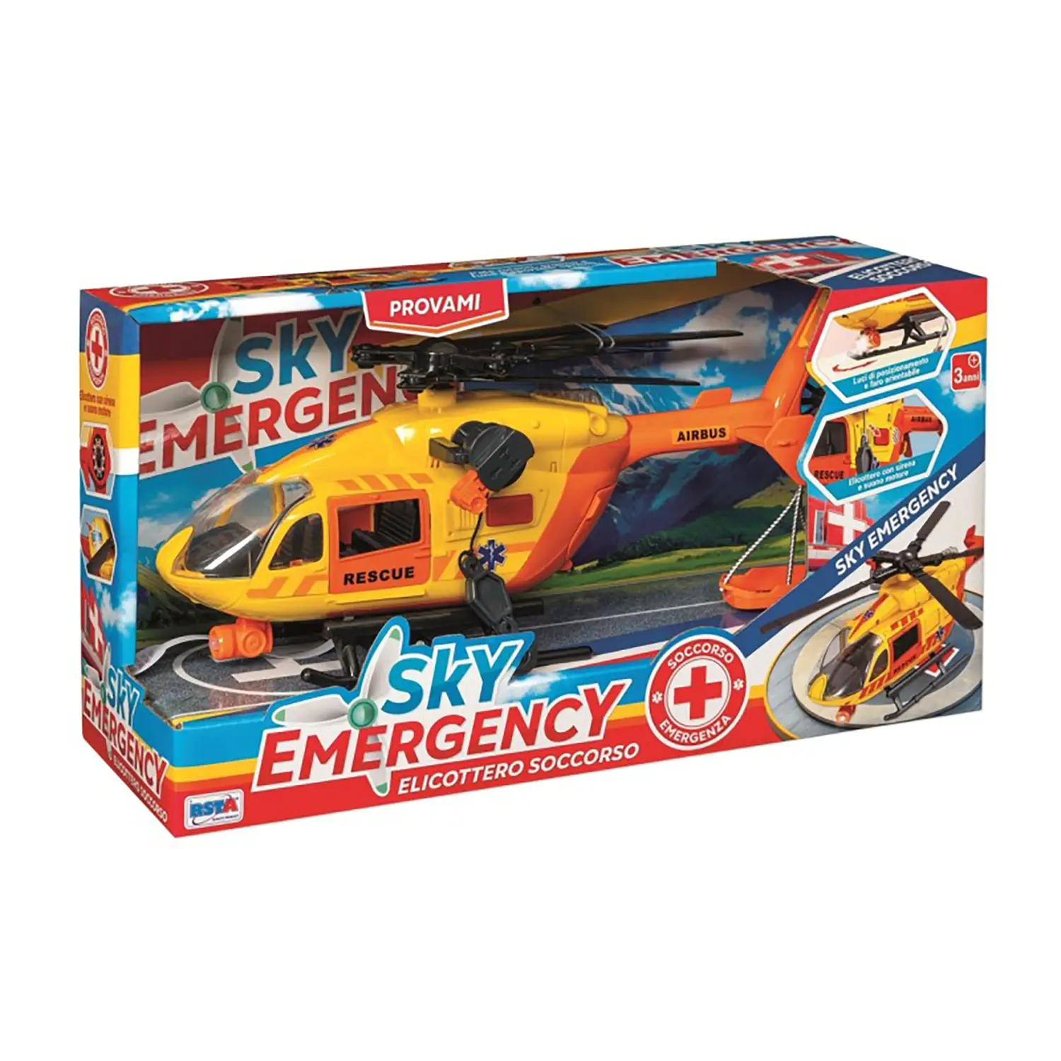 Elicottero Sky Emergency Pull Back Luci Suoni - modellini