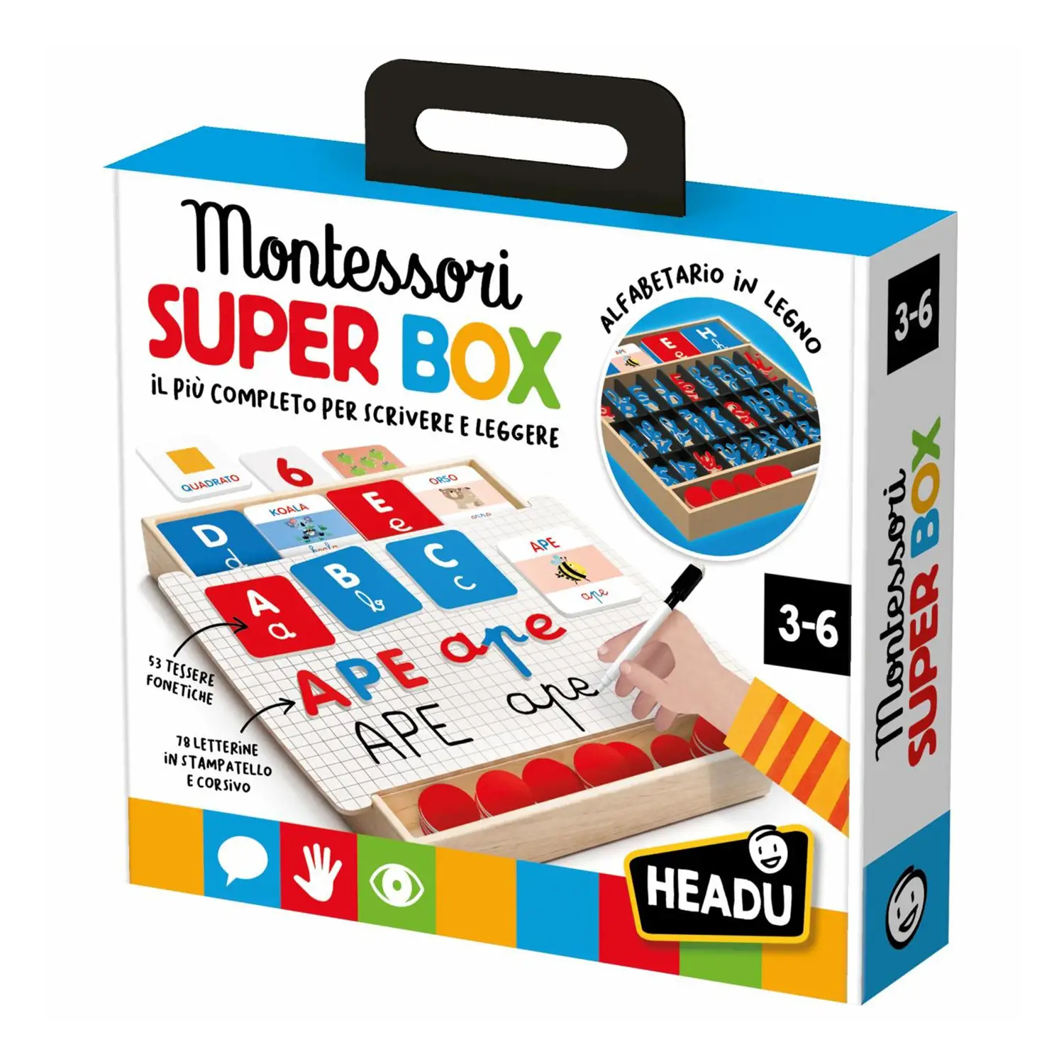 Montessori Super Box Leggere E Scrivere Headu - Associazioni e tombole