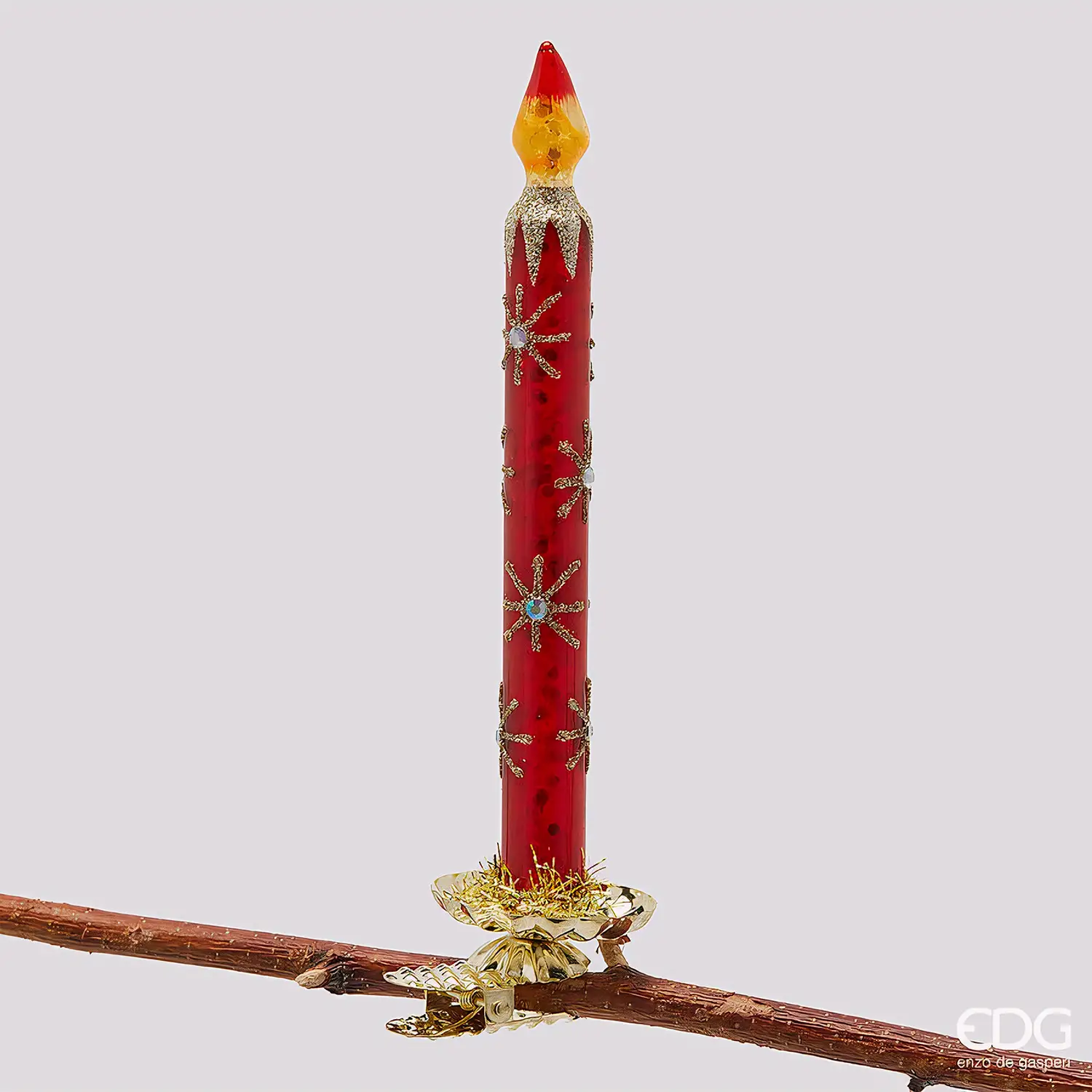 EDG Addobbo Candela Rossa in Vetro H18 cm Natale - addobbi casa