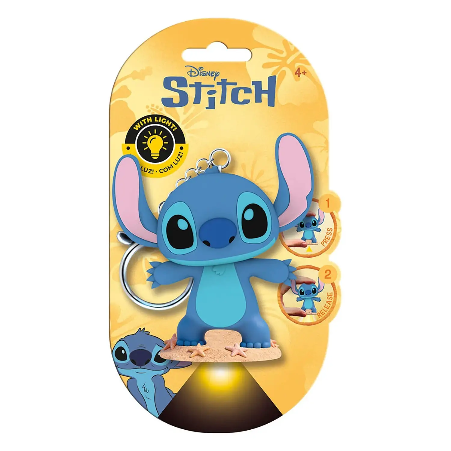 Disney Stitch Flashies Portachiavi 3D con Torcia LED -