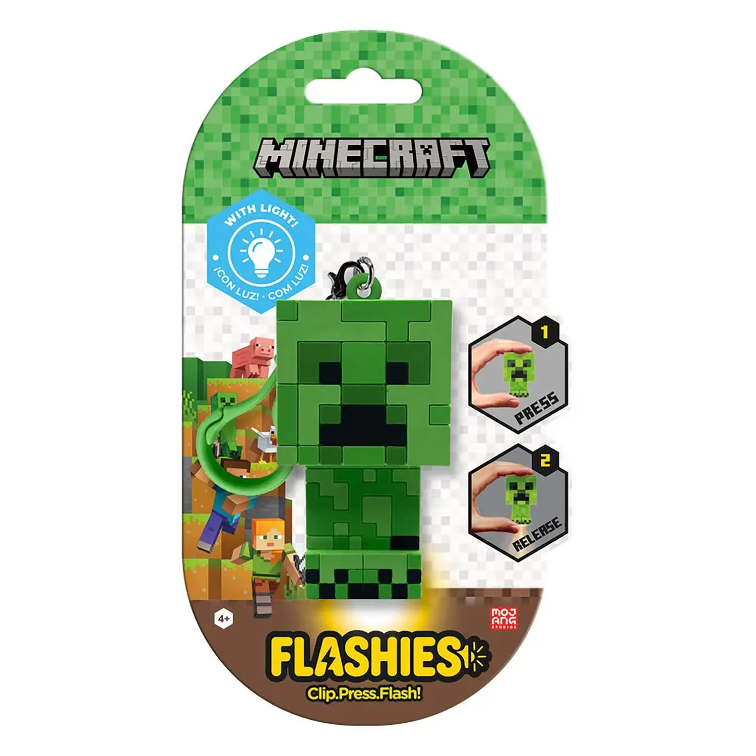 Minecraft Creeper Flashies Portachiavi 3D con Torcia LED -