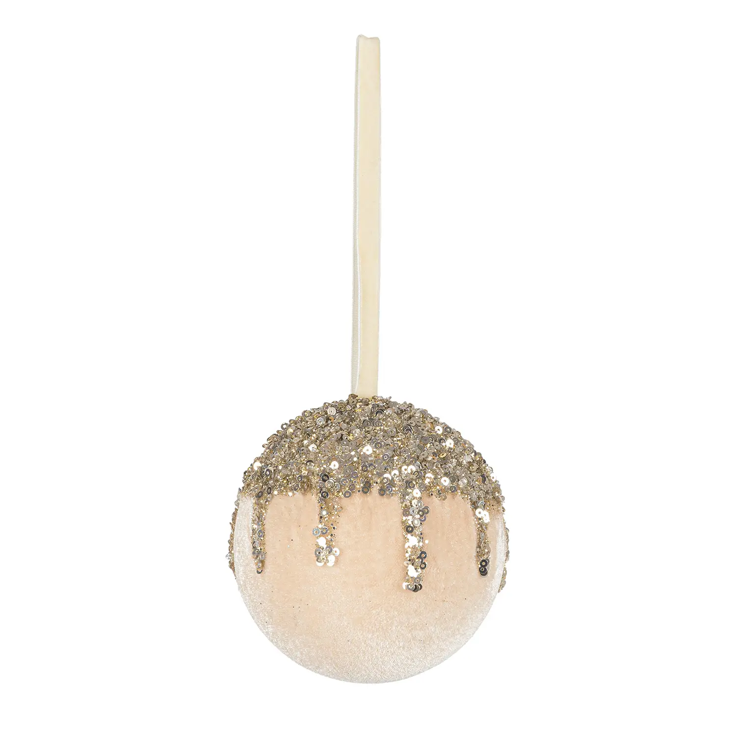 Sfera Natalizia Artemide Champagne Ø 10 cm Effetto Velluto - addobbi albero
