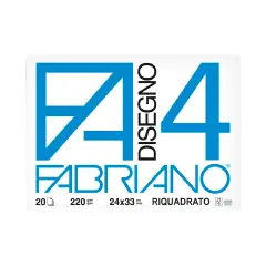 Album da Disegno Fabriano F4 Riquadrato, 20 Fogli Lisci 24x33 cm