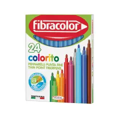Fibracolor Colorito Fine Pennarelli  – Set 24 Pennarelli - Azzurro