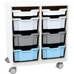 Carrello INNOVA Bianco con 8 Cassetti – Mobile Contenitore con Ruote per Arredo Scolastico