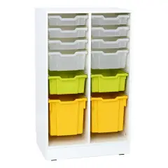 Mobile Alto INNOVA Bianco con 12 Cassetti – Cassettiera per Arredo Scolastico
