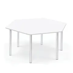 Tavolo Esagonale Scuola con Bordo Grigio H 40-58 cm.