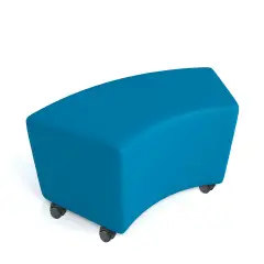 Pouf Ecopelle Ignifugo Curvo con Ruote H 46 Azzurro